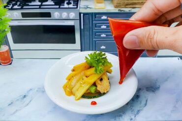 Homemade Miniature Stir Fried Chicken with Zucchini and Beans Recipe / Miniature Food Cooking