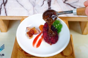 Step by Step Miniature Pan Fried Beets with BBQ Sauce Recipe / Miniature Food Cooking