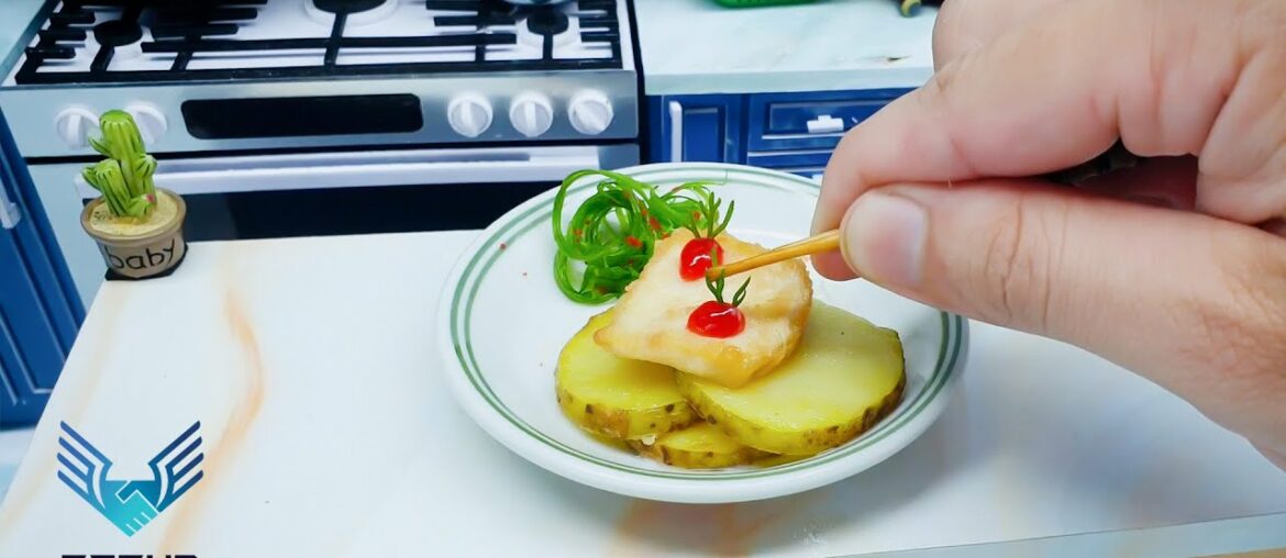 Amazing Mini Pan Fried Chicken Breast with Cream Mayonnaise with French Fries Recipe / Mini Food
