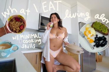 what I eat in a day *living alone w/ zero cooking skills
