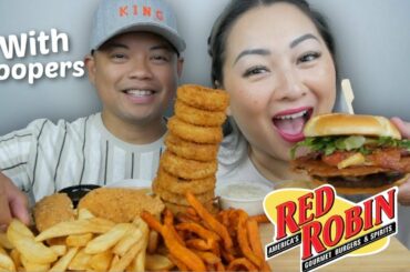 RED ROBIN Feast! The Madlove Gourmet Burger, Onion Ring Tower, Clucks & Fries Mukbang *With Bloopers