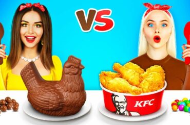 Eating Chocolate For 24 Hours Challenge | Real Food VS Chocolate Food Battles by RATATA CHALLENGE