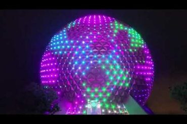 Beauty and the Beast Spaceship Earth lighting show at the 2022 Epcot Food & Wine Festival