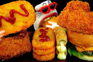 ASMR MUKBANG :) Mini Burger & French Fries & Chicken & Cheese Sticks Eating Show!