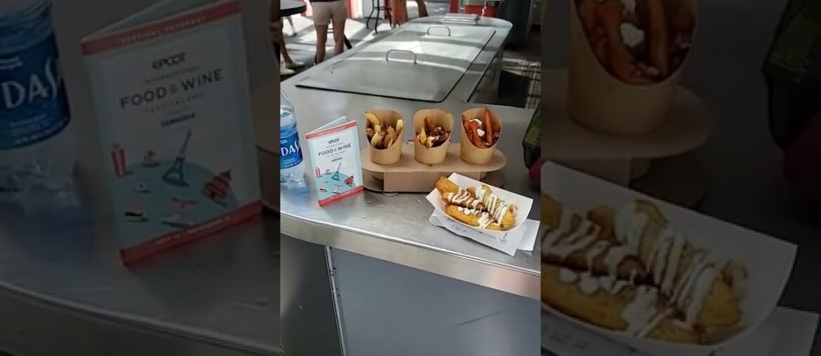 epcot international food and wine festival having a French fry flight so good!
