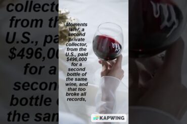 Expensive bottle of wine ever sold at auction, fetching $558,000.