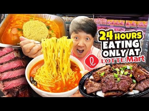 Eating ONLY KOREAN GROCERY STORE FOOD for 24 Hours! Lotte Mart FOOD TOUR Eating ONLY KOREAN GROCERY STORE FOOD for 24 Hours! Lotte Mart FOOD TOUR