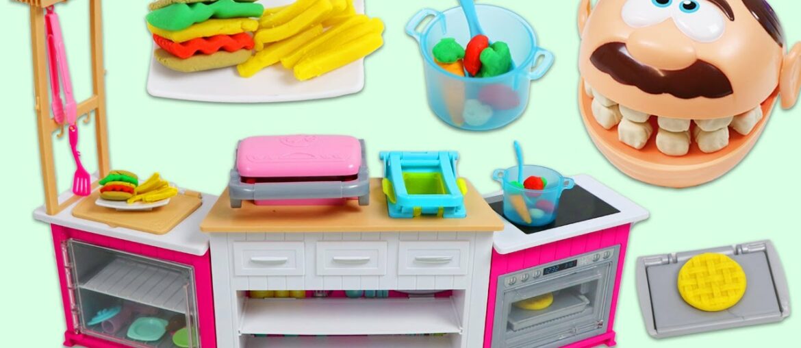 Feeding Mr. Play Doh Head Miniature Food Like Play Dough Hamburger, French Fries, and More!