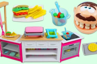 Feeding Mr. Play Doh Head Miniature Food Like Play Dough Hamburger, French Fries, and More!