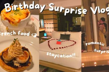 Birthday Surprise Vlog | French fine dining, luxurious staycation, buffet breakfast (I'm so spoilt!)