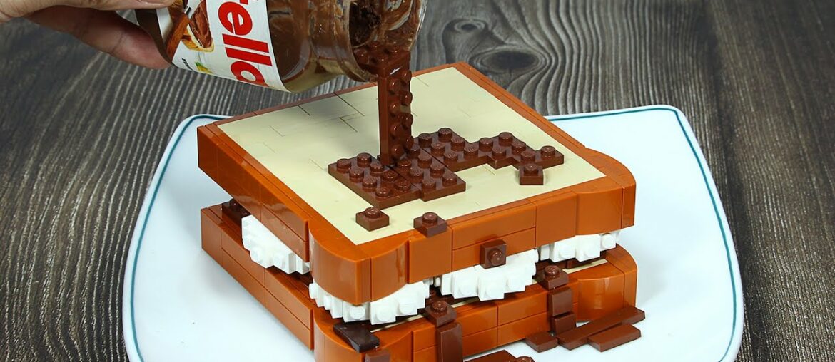 LEGO Breakfast: Nutella Banana French Toast - Lego Food Stop Motion Cooking ASMR