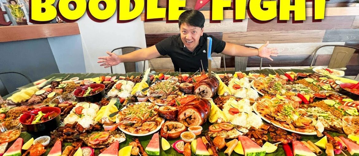 Filipino Feast BOODLE FIGHT CHALLENGE & Japanese HIDDEN GEM Restaurant