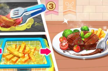 Little Panda's French Restaurant - Cook Delicious Food For Your Customers - Babybus Game Video
