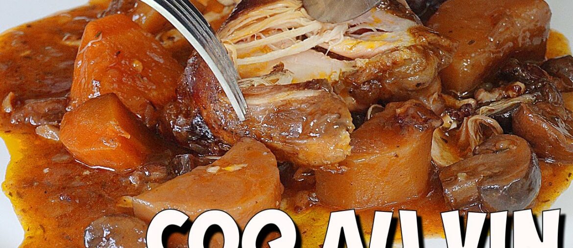 Coq au Vin (French chicken stew in red wine sauce) Coq au Vin in the crockpot