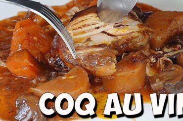 Coq au Vin (French chicken stew in red wine sauce) Coq au Vin in the crockpot