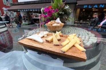 Trying the Local Alpine Cheese with Wine