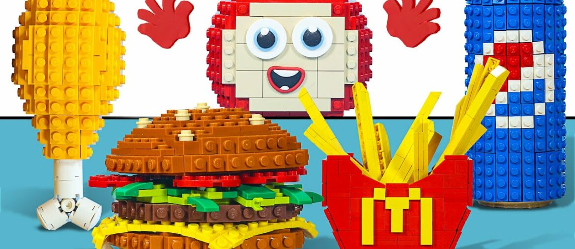 ASMR Most Popular LEGO FOOD at McDonalds (Burger, Chicken, French Fried) Lego Stop Motion Cooking