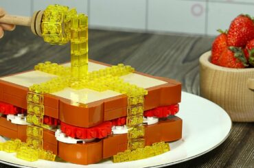 Yummy LEGO Strawberry French Toast Recipe IRL - Lego Food Stop Motion Cooking ASMR