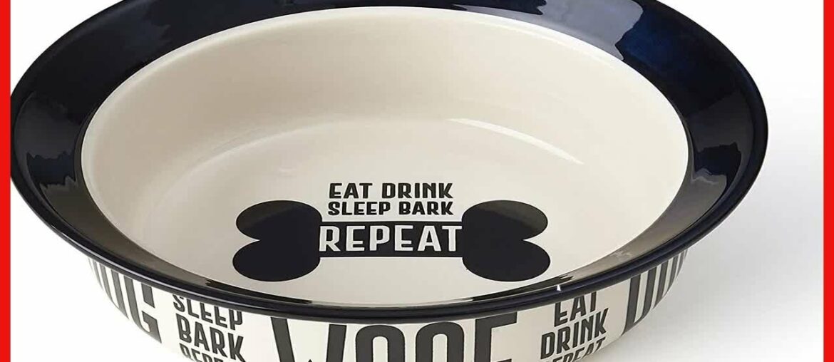 PetRageous 17001 Eat Drink Repeat Two-Tone Stoneware Dishwasher Safe Dog Bowl 4-Cup 8-Inch Diameter PetRageous 17001 Eat Drink Repeat Two-Tone Stoneware Dishwasher Safe Dog Bowl 4-Cup 8-Inch Diameter