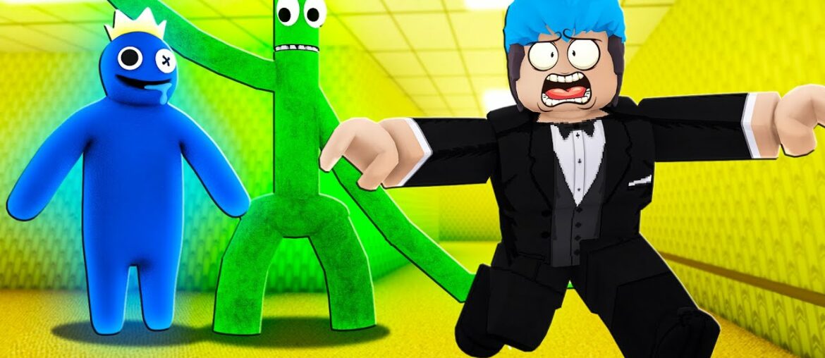 Rainbow Friends | Roblox | MONKEY FAMILY IN THE BACKROOMS!