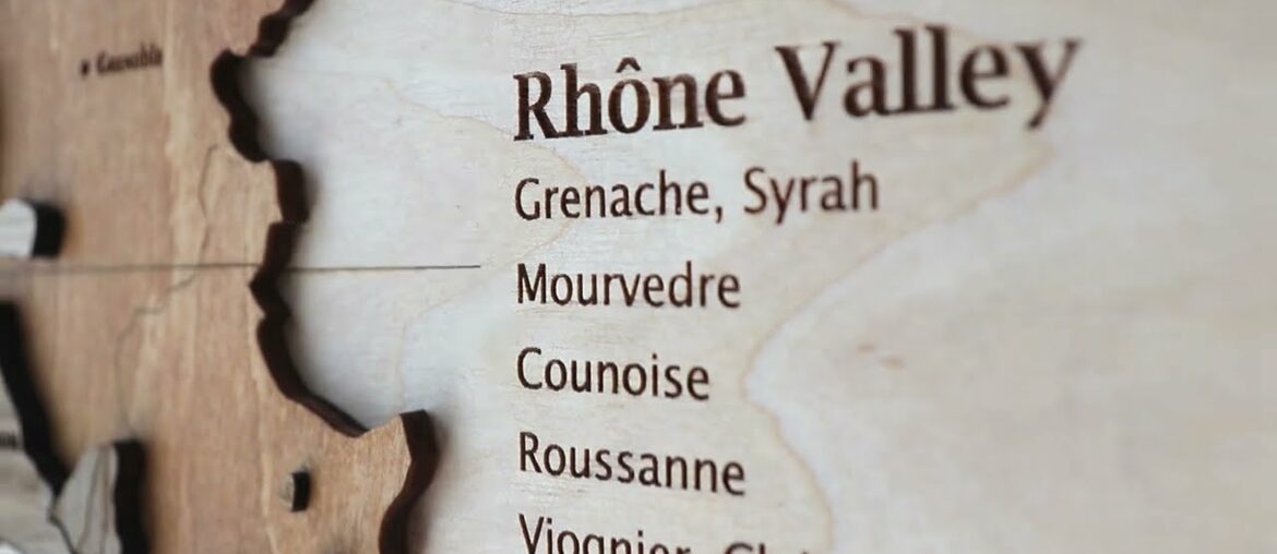 France wine map. Handmade wooden wall decor
