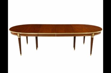 DS-5205 Original French 1940’s Maison Jansen Dining Table Polished Mahogany with Brass Detailing