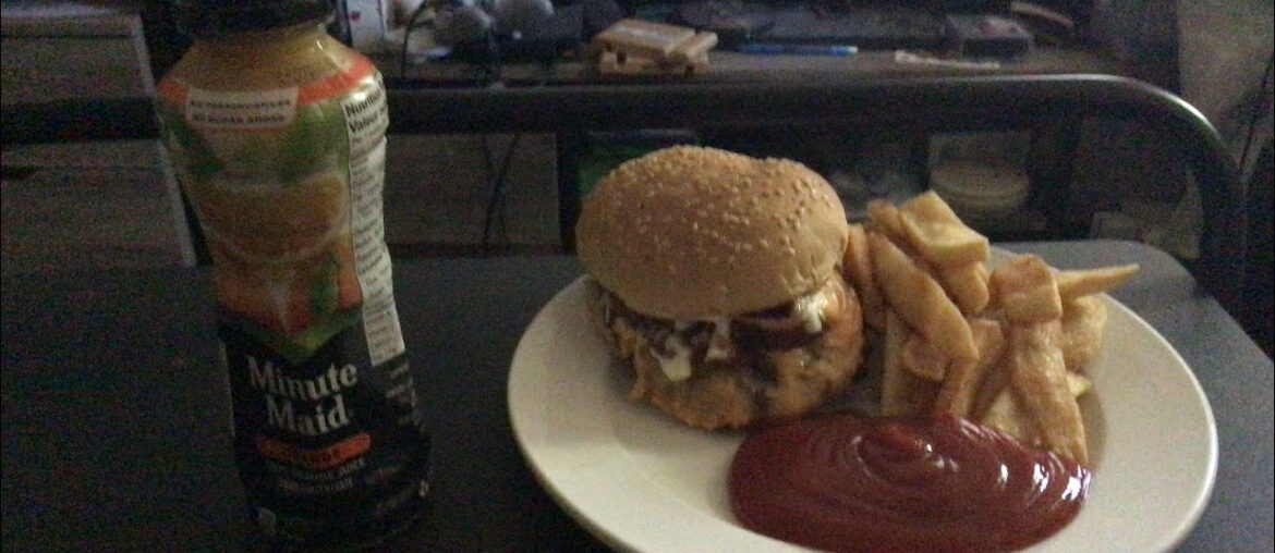 Royal Red Robin burger with French fries , orange juice from Red Robin gourmet burger & brews Food R