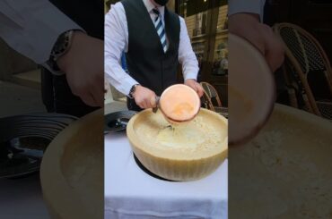 French Chef makes Pasta from Giant Cheese Wheel on Paris Street #shorts  #paris #pasta