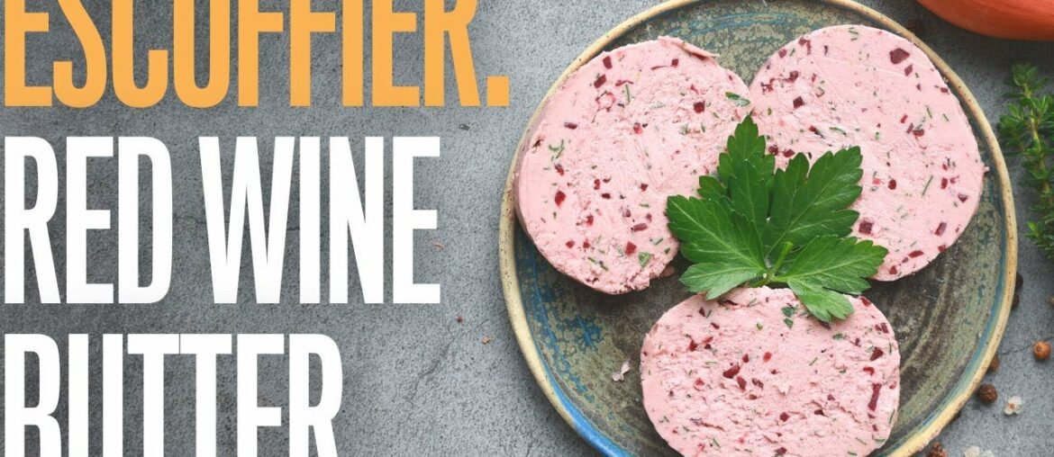 Trying out Escoffier red wine butter which is a red wine sauce hidden in a piece of butter Trying out Escoffier red wine butter which is a red wine sauce hidden in a piece of butter