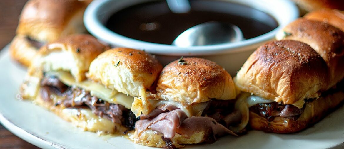 FRENCH DIP SLIDERS: An easy recipe that will win over an entire football party every single time!