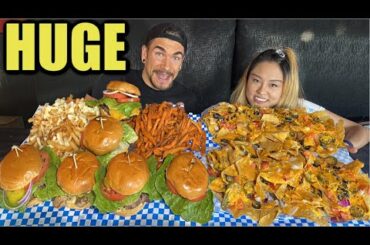 UNDEFEATED 14LB CHEESEBURGER, NACHO & FRIES CHALLENGE | Huge Pub Food Challenge
