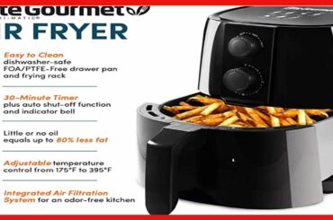 Elite Gourmet EAF4617 Electric Hot Air Fryer, 1350 Watts, Oil-Less Healthy Cooker, Timer