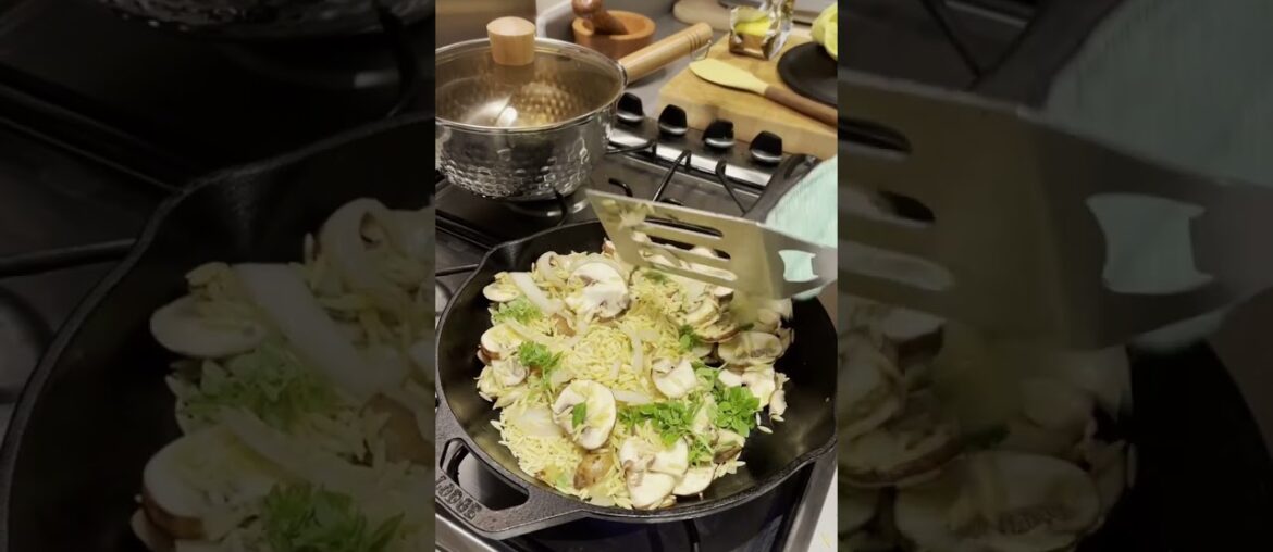 Mushroom, Cheese & Orzo with French wine. #wine #pasta #shorts #fyp #tv