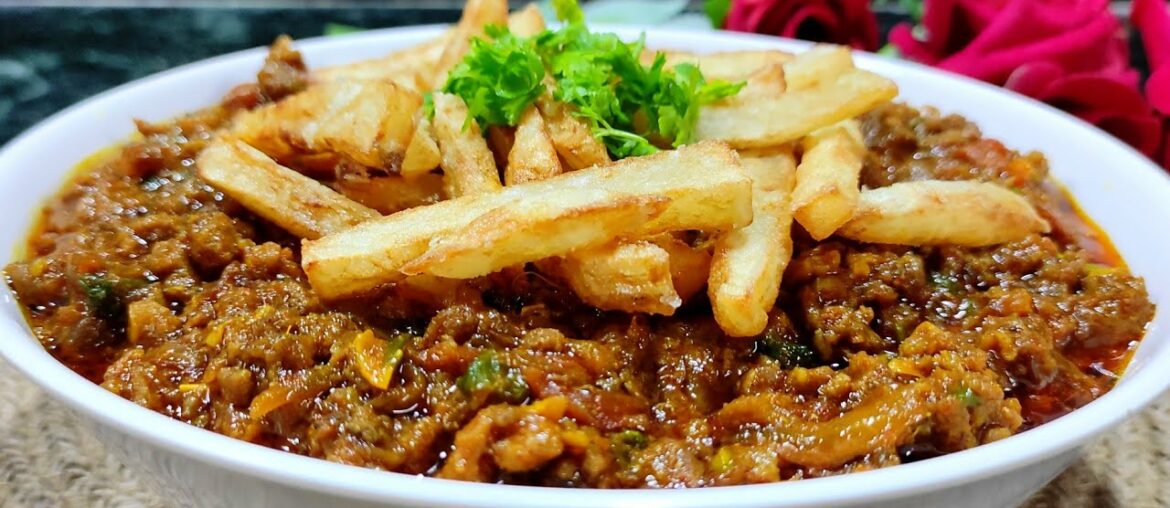 keema salli recipe // mutton keema with french fries // aloo keema recipe // mutton keema curry keema salli recipe // mutton keema with french fries // aloo keema recipe // mutton keema curry