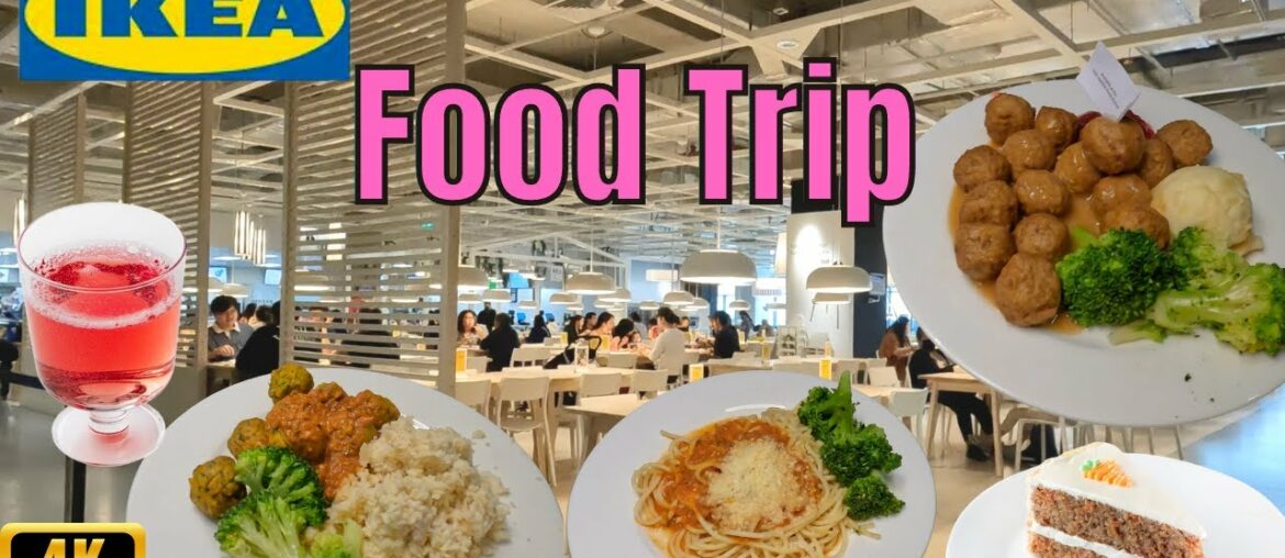 Dining in IKEA Swedish Restaurant / Meatballs , Spaghetti, Veggie Balls, Cake and More