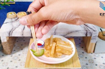 Delicious Miniature Fried Pork With French Fries / Easy French Fries Recipe / Food Mini Cooking