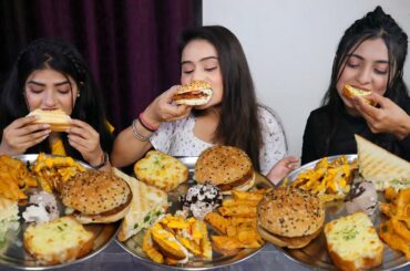Burger, Sandwich, Pasta, Chocolate, Garlic Bread and Cheesy French Fries Challenge | Food Challenge