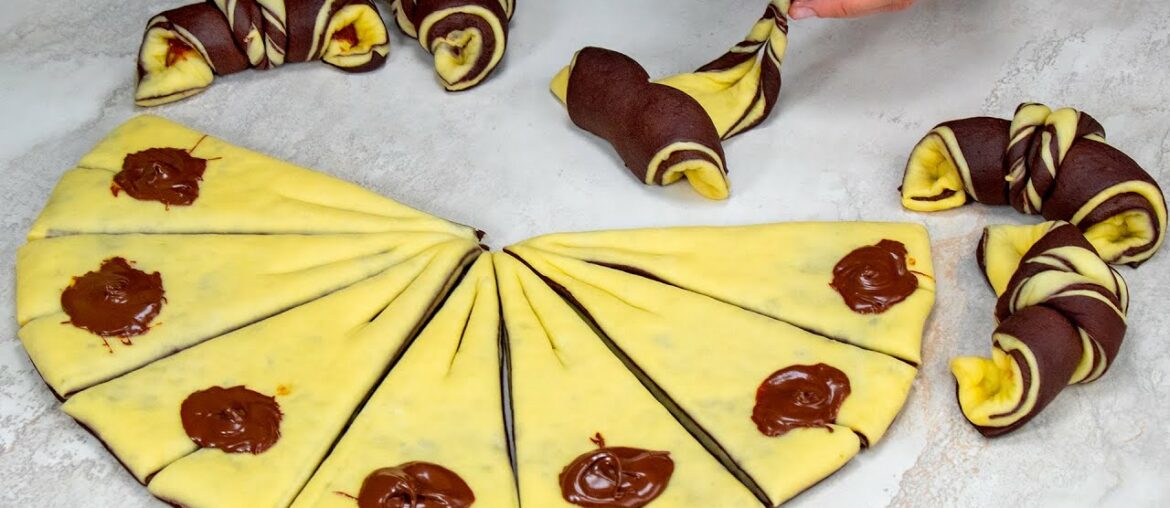 More tender than French croissants! Bicolor croissants, with Nutella More tender than French croissants! Bicolor croissants, with Nutella