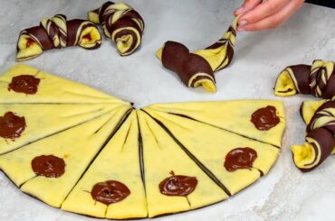 More tender than French croissants! Bicolor croissants, with Nutella