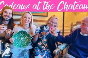 Opening beautiful gifts in one of our Chateau B&B rooms!