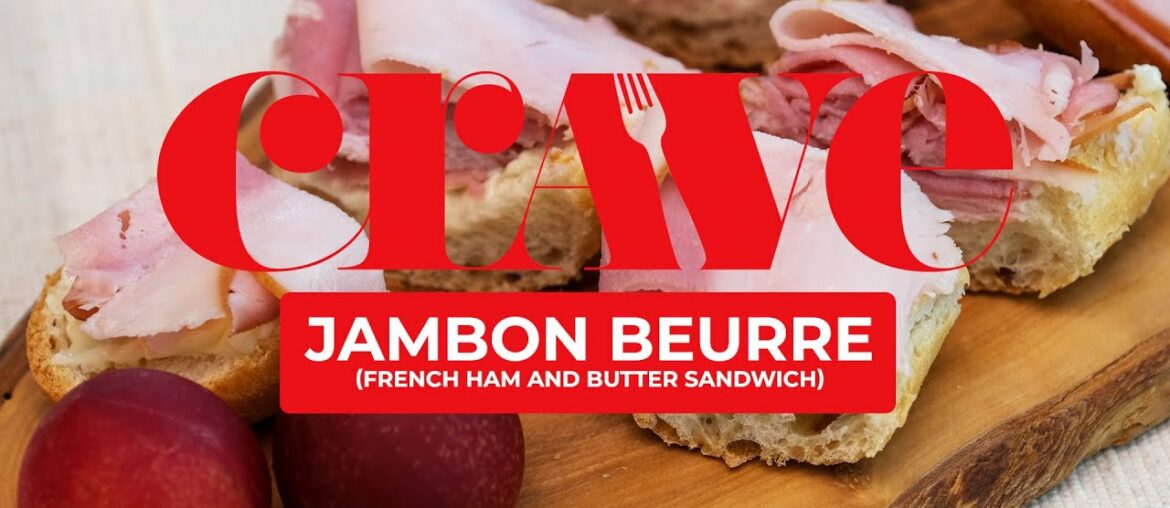 Making jambon beurre, a ham and butter sandwich Making jambon beurre, a ham and butter sandwich