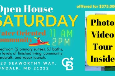 4 BR 3.1Baths | Water Views in Dundalk, MD OPEN HOUSE TOMORROW! 11-2 Improved Price, TOO!