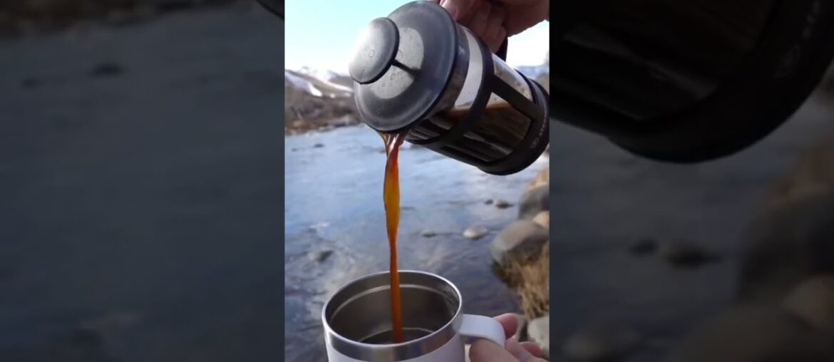 French Press Coffee in Nature