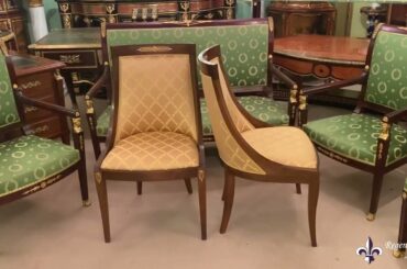 Bespoke Set of French Empire Revival Gondola Dining Chairs