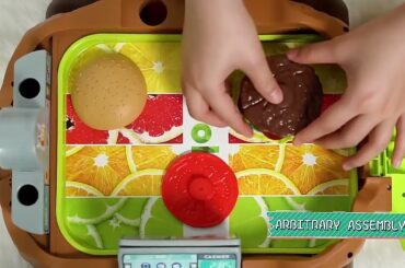 Multifunctional pretend play set simulation kitchen toy hamburger fast food cashier BBQ trolley case