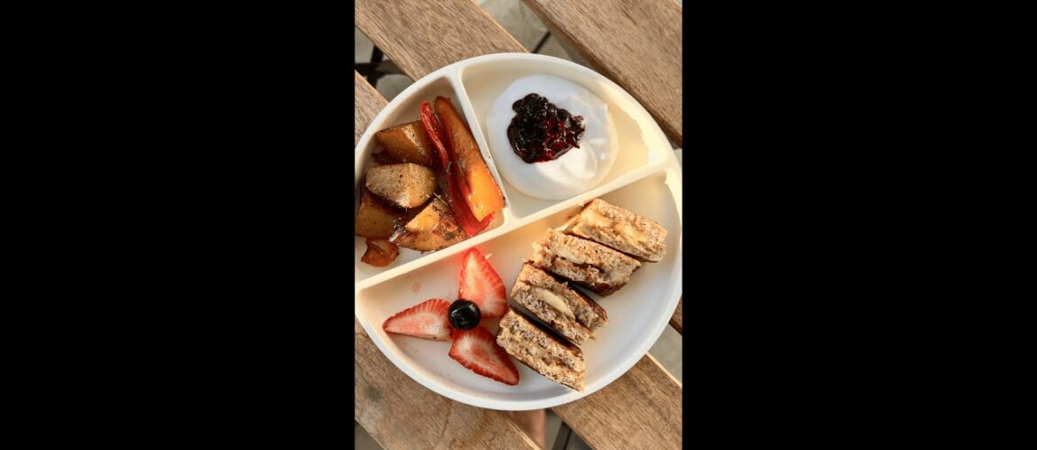 Day 1 of making gourmet baby breakfast - stuffed French toast #babyledweaning #breakfastrecipe