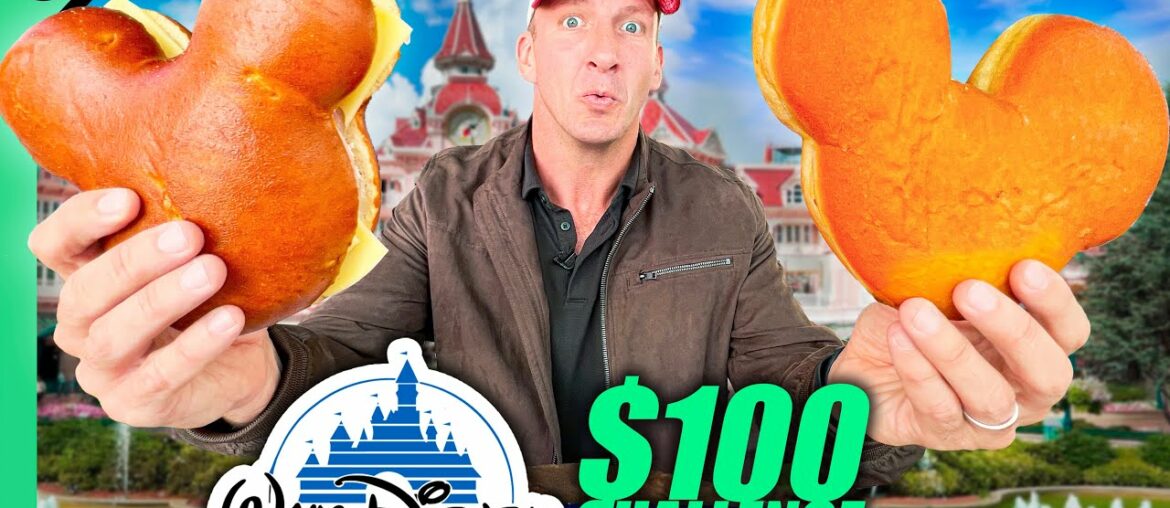 $100 Disney Food Challenge in PARIS!! Most Expensive Food in Europe!!