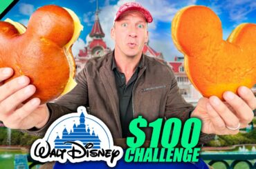 $100 Disney Food Challenge in PARIS!! Most Expensive Food in Europe!!