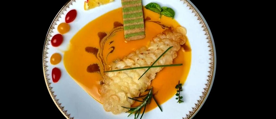 FISH FILLET WITH POTATO SCALES BONUS PAUL BOCUSE RESTAURANT AND his famous MECHANICAL ORGAN