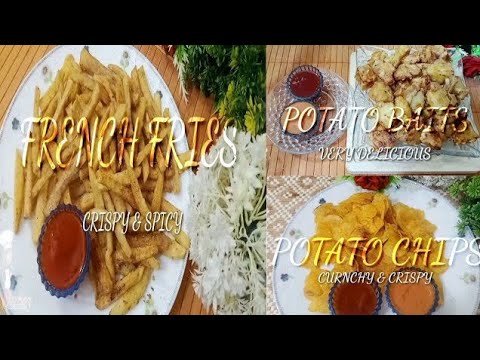 3 Most Papular Potato Recipes / French Fries / Potato Chips / Potato bites / By Cooking with Sumaira 3 Most Papular Potato Recipes / French Fries / Potato Chips / Potato bites / By Cooking with Sumaira